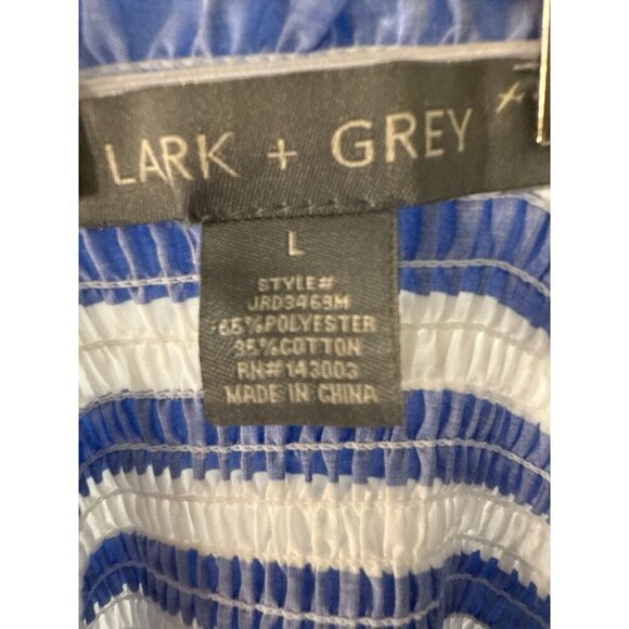 Lark + Grey Maxi Dress Blue and White Striped Tie Straps Size L Pre-owned Good - Picture 6 of 8